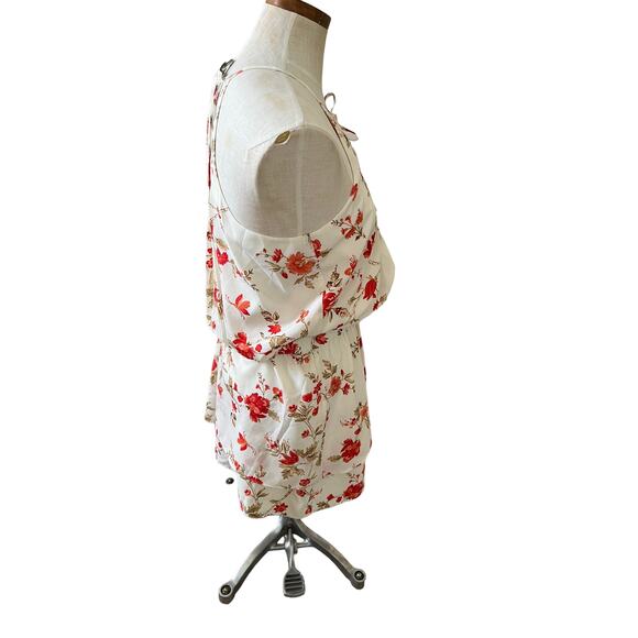 JOIE Halter Blouson Mini Dress Cream Red Floral Print M - Picture 5 of 11